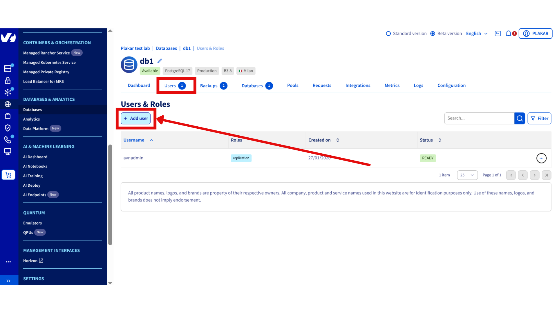 Create Backup User