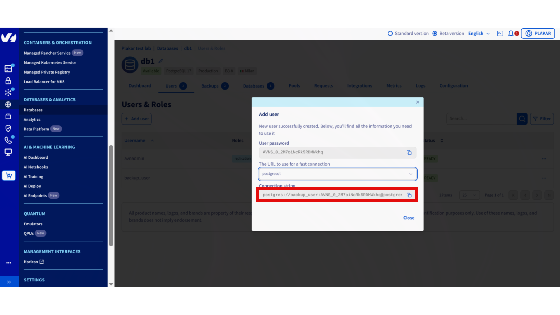Create Backup User